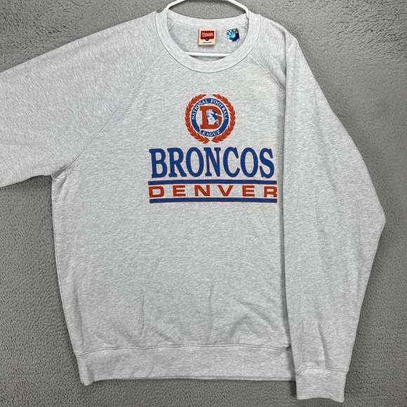 Denver Broncos Sweatshirt Crewneck Mens 3XL Light Gray Retro Pullover Homage NEW - Picture 1 of 9